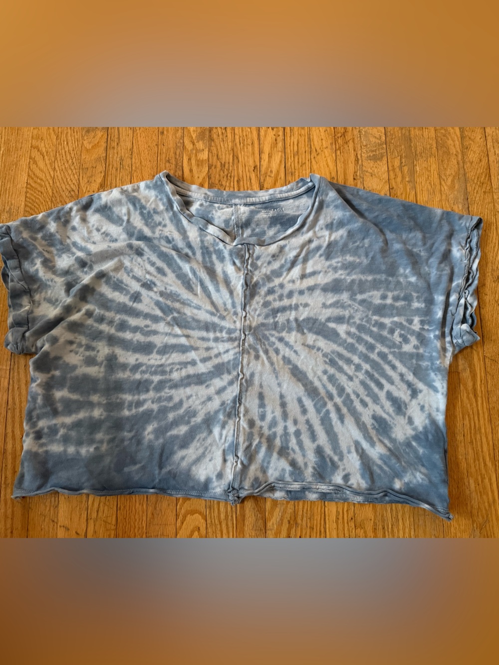 American Eagle Outfitters Blue Tie-Dye Cropped Tee